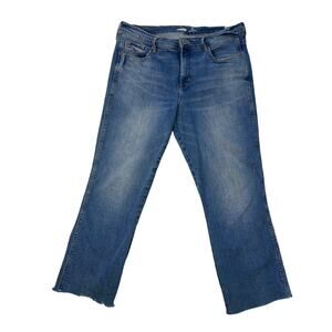 Old Navy High Rise Flare Ankle Jeans Raw Hem Medium Wash Women’s 12